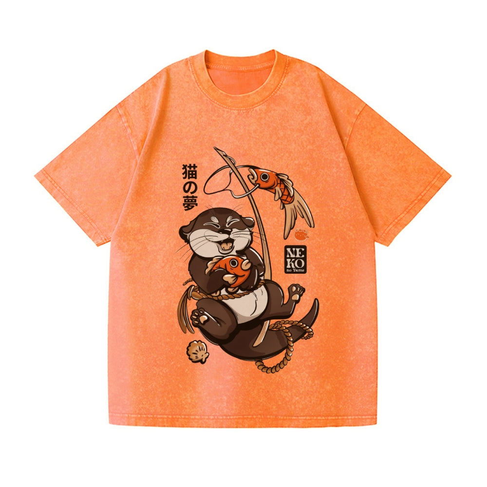 Unisex Otter Koinobori Printed Washed Tee