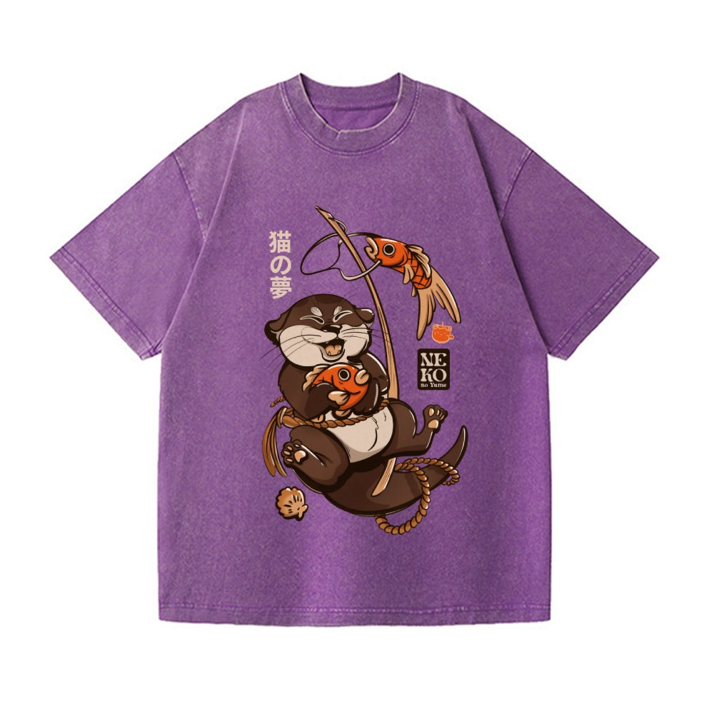 Unisex Otter Koinobori Printed Washed Tee