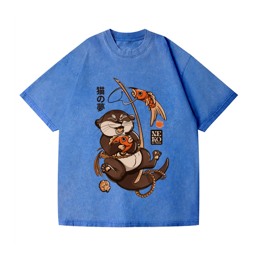 Unisex Otter Koinobori Printed Washed Tee
