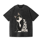 Unisex Tuxedo cat Printed Washed Tee