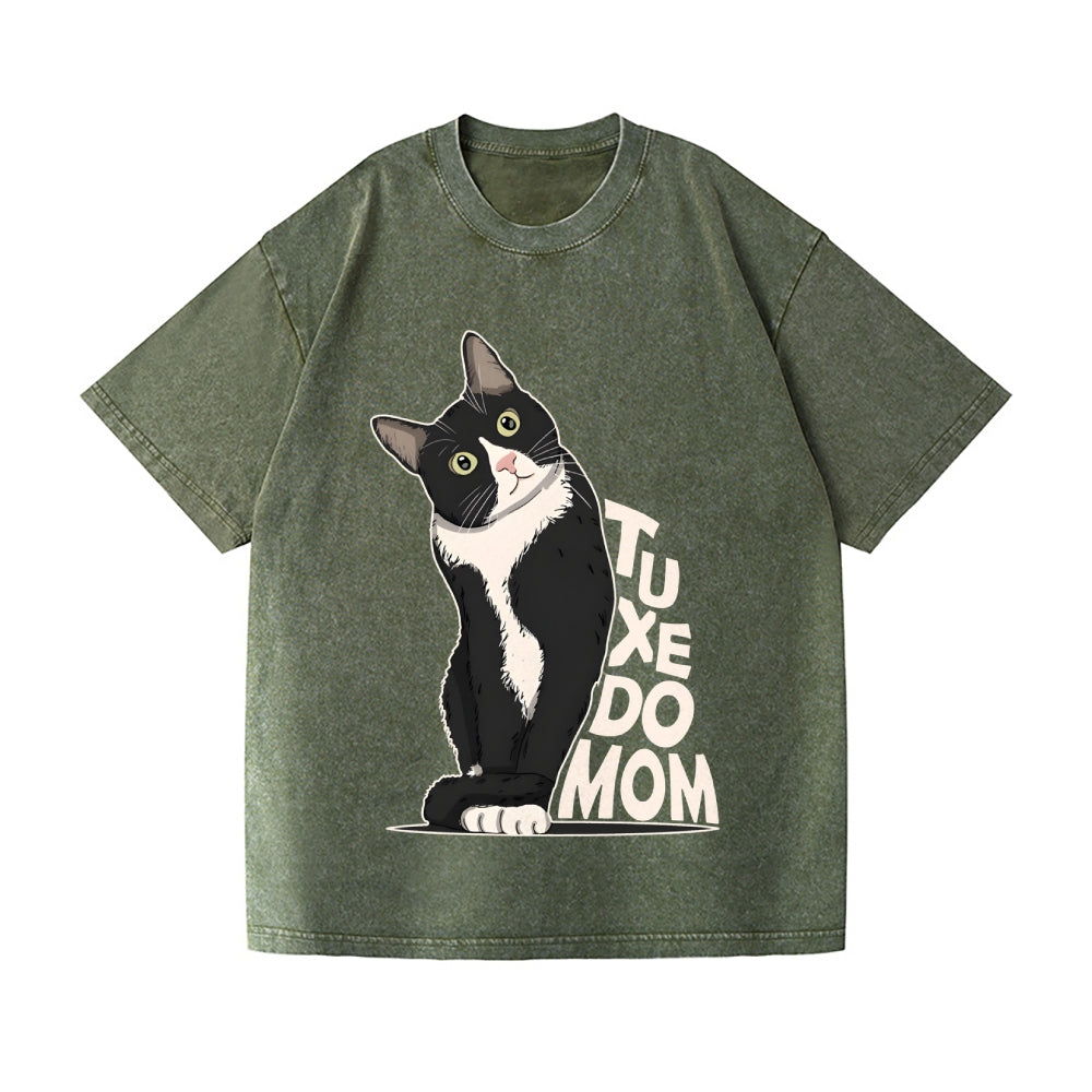 Unisex Tuxedo cat Printed Washed Tee