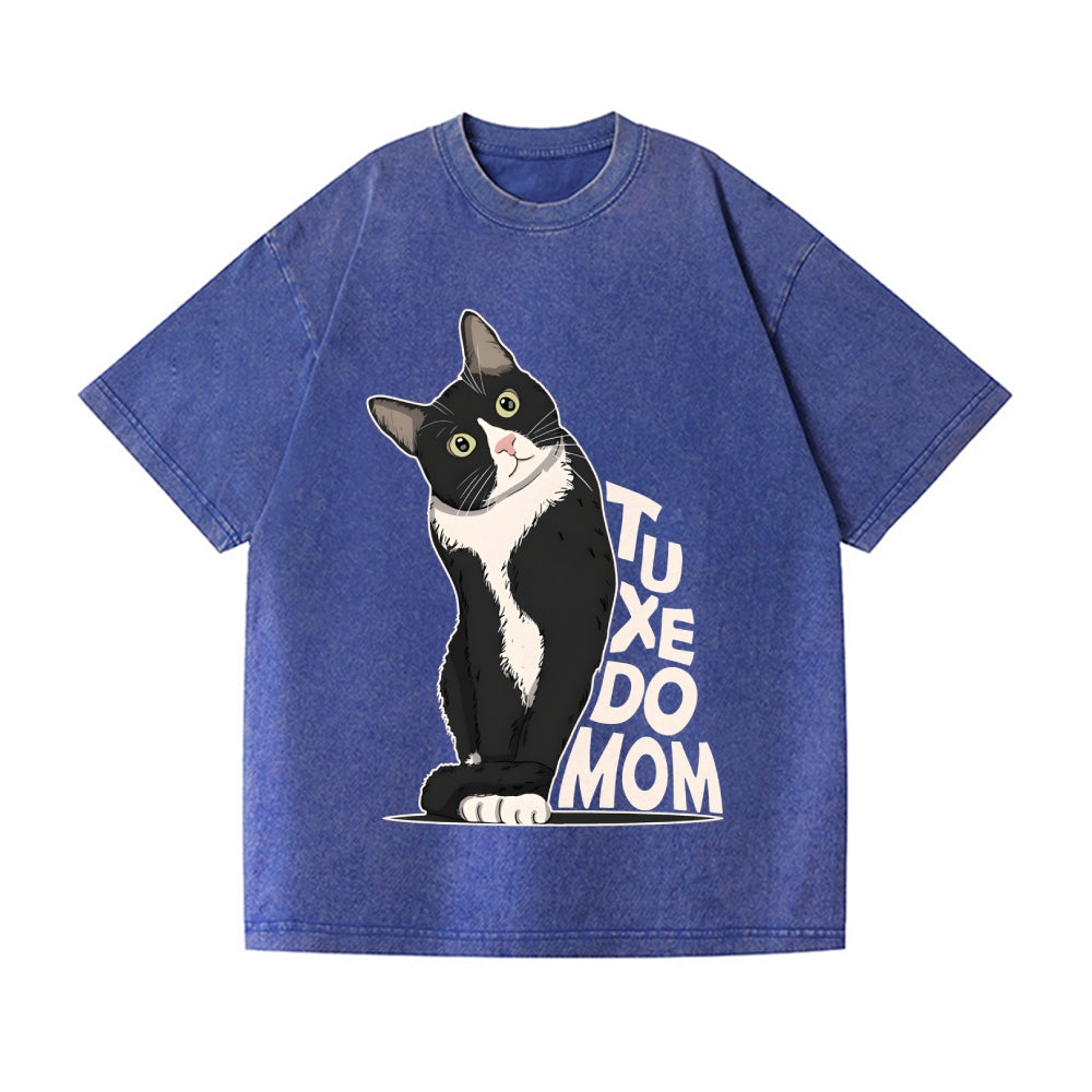 Unisex Tuxedo cat Printed Washed Tee