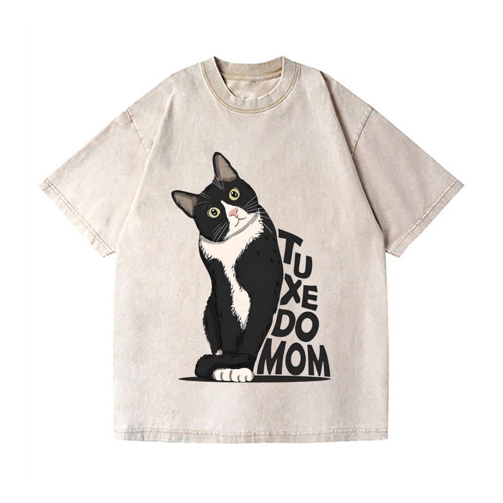 Unisex Tuxedo cat Printed Washed Tee