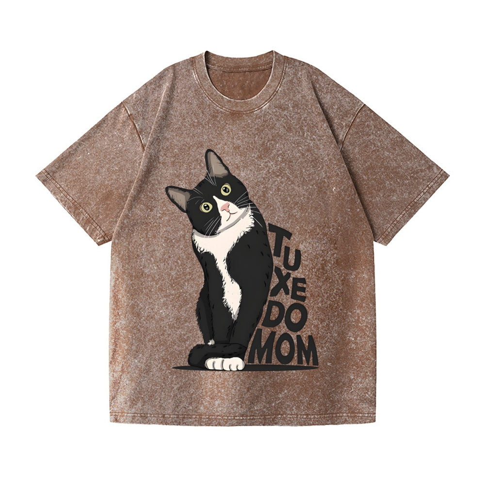 Unisex Tuxedo cat Printed Washed Tee