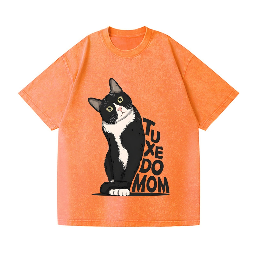 Unisex Tuxedo cat Printed Washed Tee