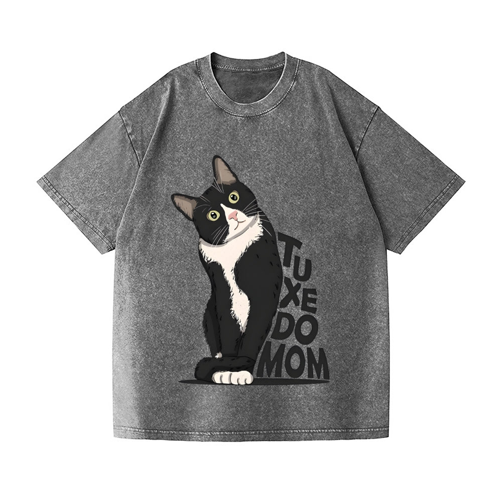 Unisex Tuxedo cat Printed Washed Tee