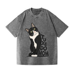 Unisex Tuxedo cat Printed Washed Tee