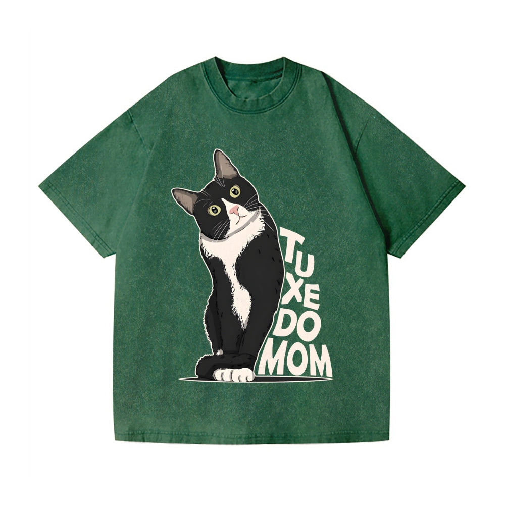 Unisex Tuxedo cat Printed Washed Tee