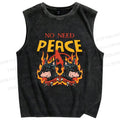 Unisex No Need Peace Dog Printed Washed Tank Top