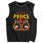 Unisex No Need Peace Dog Printed Washed Tank Top