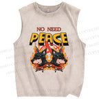 Unisex No Need Peace Dog Printed Washed Tank Top