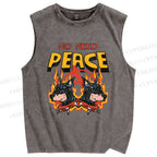 Unisex No Need Peace Dog Printed Washed Tank Top