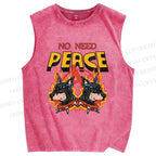 Unisex No Need Peace Dog Printed Washed Tank Top