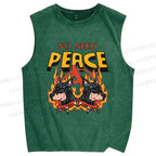 Unisex No Need Peace Dog Printed Washed Tank Top