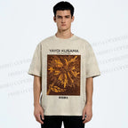 Unisex Yayoi Kusama Artistic Flowers Printed Washed Tee