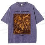 Unisex Yayoi Kusama Artistic Flowers Printed Washed Tee