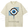 Unisex Bauhaus Geometric Eyes Printed Washed Tee