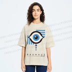 Unisex Bauhaus Geometric Eyes Printed Washed Tee