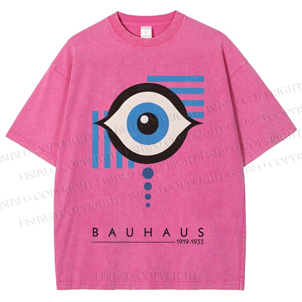Unisex Bauhaus Geometric Eyes Printed Washed Tee