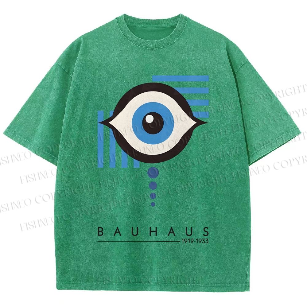 Unisex Bauhaus Geometric Eyes Printed Washed Tee