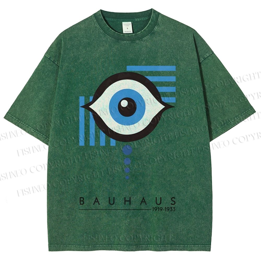 Unisex Bauhaus Geometric Eyes Printed Washed Tee