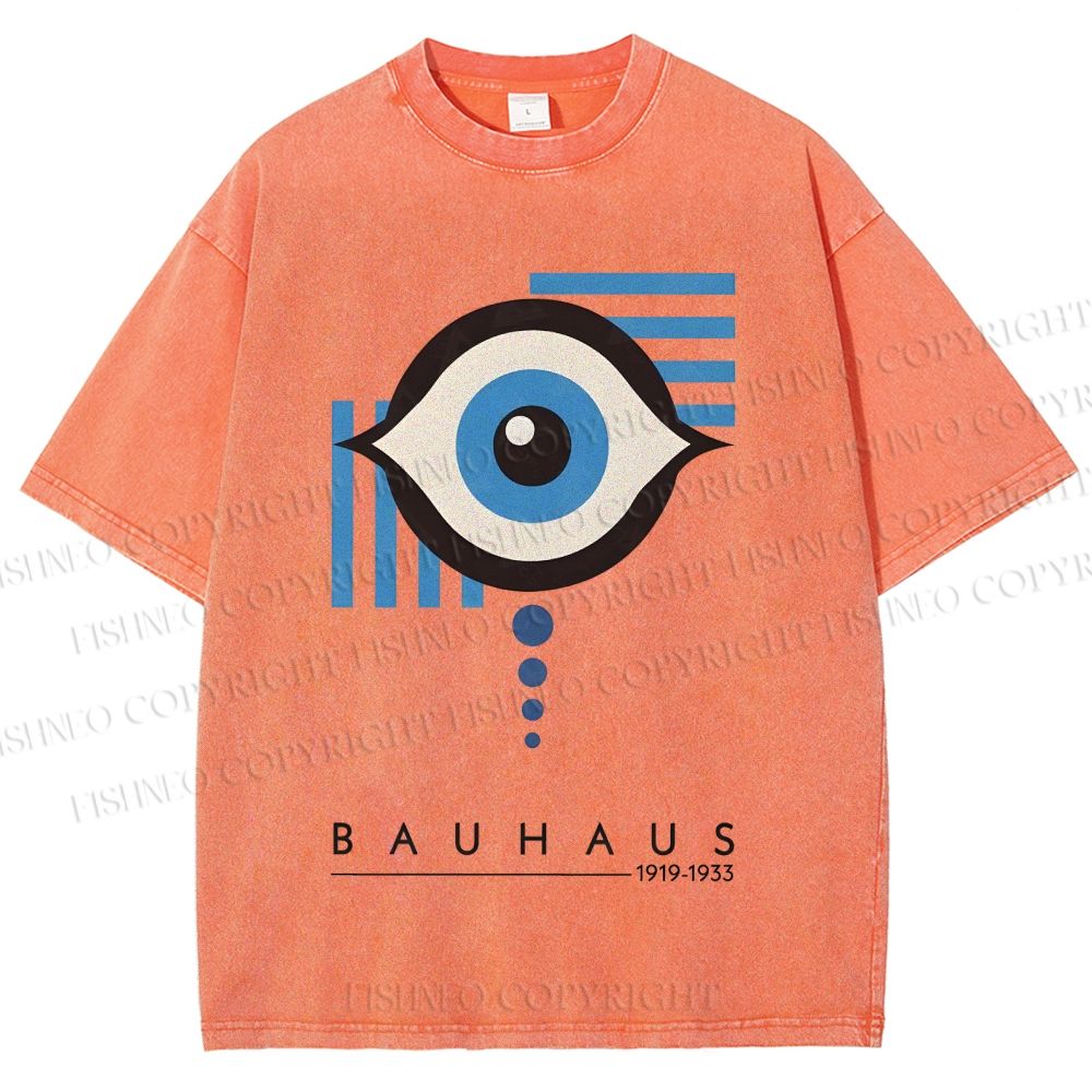 Unisex Bauhaus Geometric Eyes Printed Washed Tee