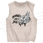Unisex Mad Dog Printed Washed Tank Top