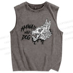 Unisex Mad Dog Printed Washed Tank Top