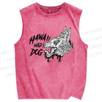 Unisex Mad Dog Printed Washed Tank Top