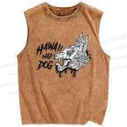 Unisex Mad Dog Printed Washed Tank Top