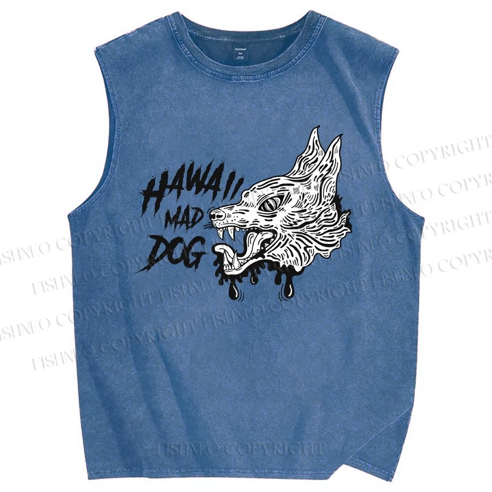 Unisex Mad Dog Printed Washed Tank Top