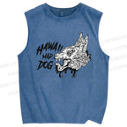 Unisex Mad Dog Printed Washed Tank Top