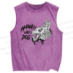 Unisex Mad Dog Printed Washed Tank Top
