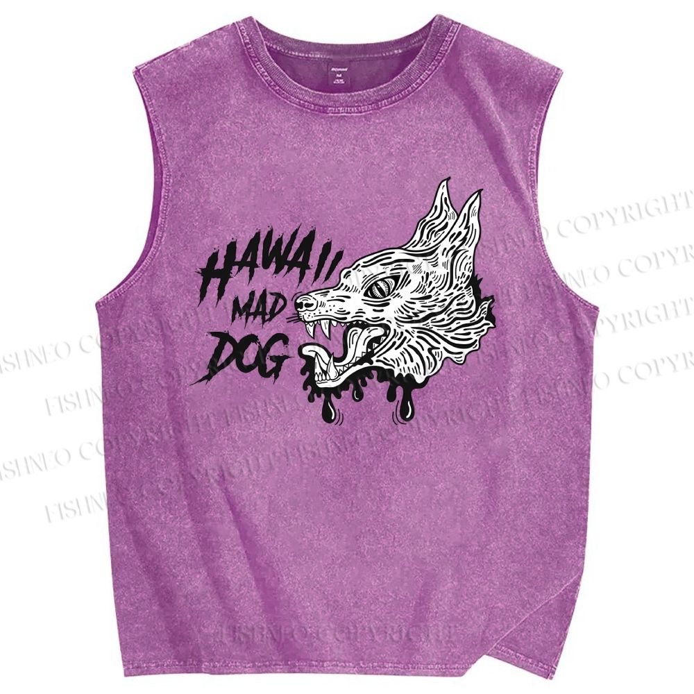 Unisex Mad Dog Printed Washed Tank Top
