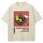Unisex Yayoi Kusama Fruit And Birds Printed Washed Tee