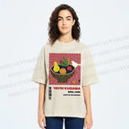 Unisex Yayoi Kusama Fruit And Birds Printed Washed Tee