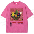 Unisex Yayoi Kusama Fruit And Birds Printed Washed Tee
