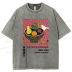 Unisex Yayoi Kusama Fruit And Birds Printed Washed Tee