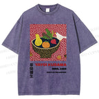 Unisex Yayoi Kusama Fruit And Birds Printed Washed Tee