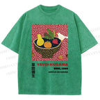 Unisex Yayoi Kusama Fruit And Birds Printed Washed Tee