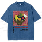 Unisex Yayoi Kusama Fruit And Birds Printed Washed Tee