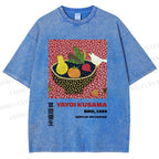 Unisex Yayoi Kusama Fruit And Birds Printed Washed Tee