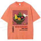 Unisex Yayoi Kusama Fruit And Birds Printed Washed Tee