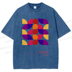 Unisex Bauhaus Colorful Geometry Printed Washed Tee