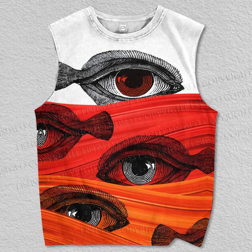 Unisex Weird Eye Fish Printed Tank Top