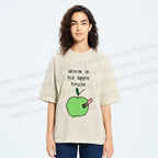 Unisex Worm in his Apple House Printed Washed Tee