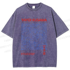 Unisex Yayoi Kusama Blue Wave Graffiti Printed Washed Tee
