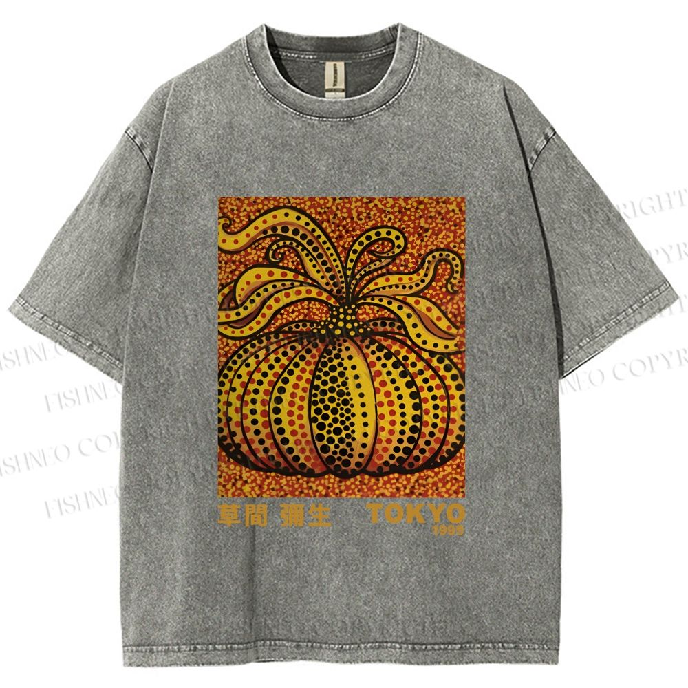 Unisex Yayoi Kusama Pumpkin Printed Washed Tee