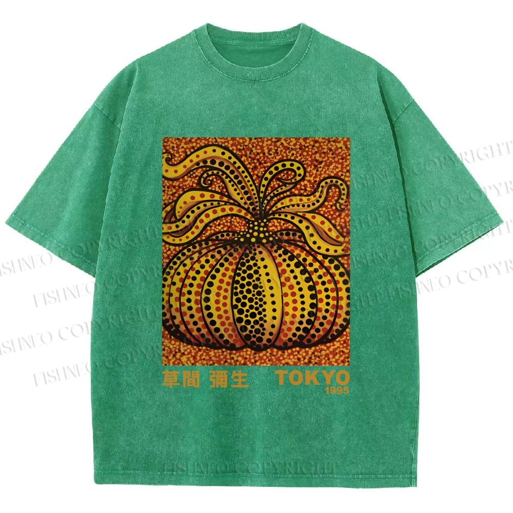Unisex Yayoi Kusama Pumpkin Printed Washed Tee