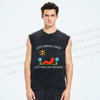 Unisex Let's Make Bad Decisions Worm Printed Washed Tank Top